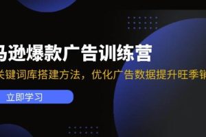 (11858期)亚马逊爆款广告训练营:掌握关键词库搭建方法,优化广告数据提升旺季销量