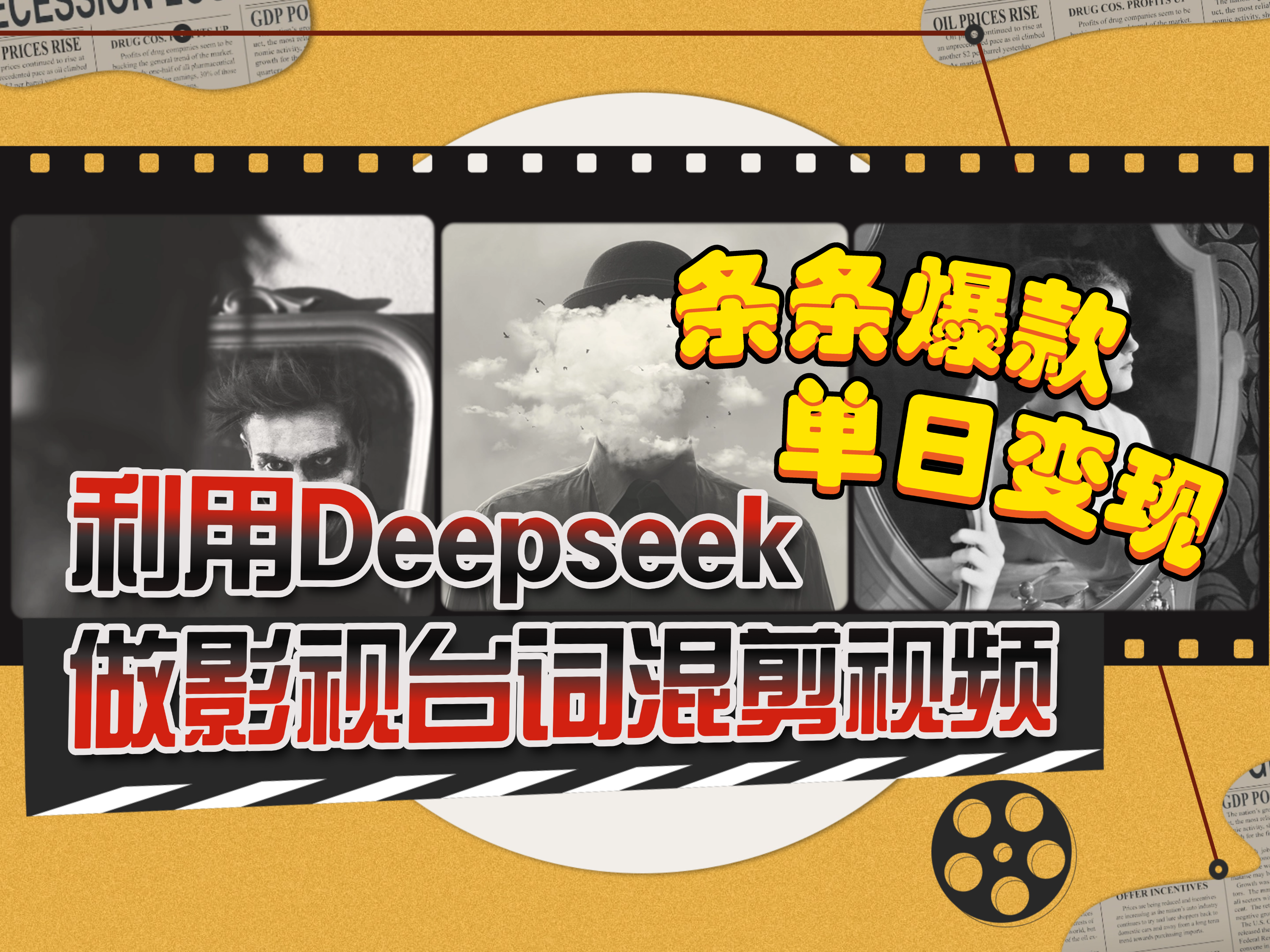 利用Deepseek做影视台词拼接混剪视频，条条爆款流量过W，单日变现多张