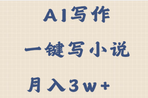 AI写作，无需手动，一键写小说，月入3w+
