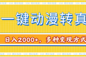 AI一键动漫转真人，一条视频点赞100w+，日入2000+，多种变现方式